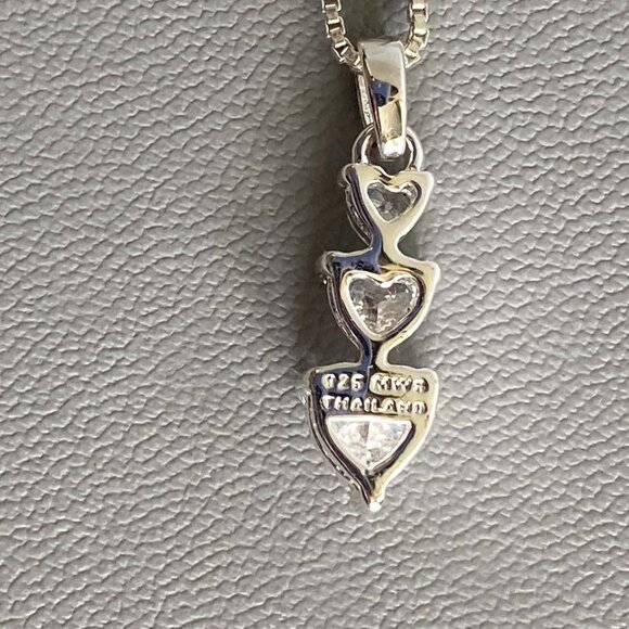 925 Silver Italy Chain 925 Thai Crystal Pendant Necklace - Picture 7 of 8